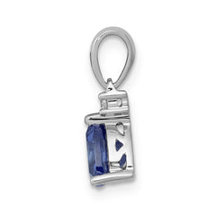 14k White Gold Trillion .90 Tanzanite and Diamond Pendant