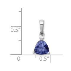 14k White Gold Trillion .90 Tanzanite and Diamond Pendant