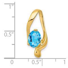 14k 8x6mm Oval Blue Topaz Slide