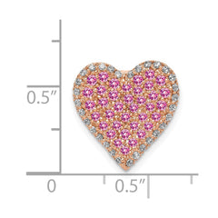 14k Rose Gold Diamond and Pink Sapphire Vintage Heart Chain Slide