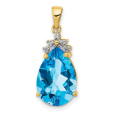 14k Pear Blue Topaz & Diamond Pendant