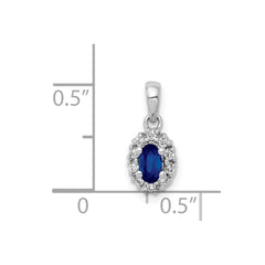 14k White Gold Diamond and .32 Sapphire Oval Halo Pendant