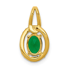 14k Diamond and Oval Emerald Halo Pendant