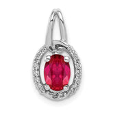 14k White Gold Diamond and .86 Oval Ruby Halo Pendant