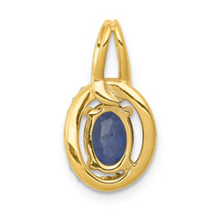 14k Diamond and .85 Oval Sapphire Halo Pendant