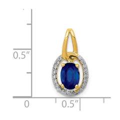 14k Diamond and .85 Oval Sapphire Halo Pendant