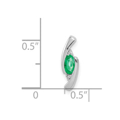 14k White Gold Diamond and Oval Emerald Fancy Chain Slide
