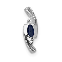 14k White Gold Diamond and .33 Oval Sapphire Chain Slide