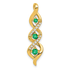 14k Diamond and Emerald Twisted 3-stone Chain Slide