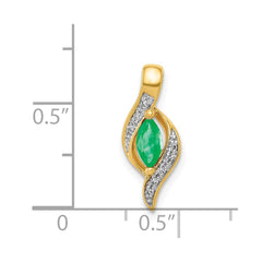 14k Diamond and Marquise Emerald Chain Slide - 2