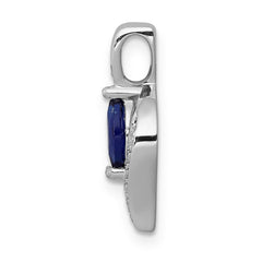 14k White Gold Diamond and .29 Marquise Sapphire Chain Slide
