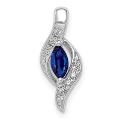 14k White Gold Diamond and .29 Marquise Sapphire Chain Slide