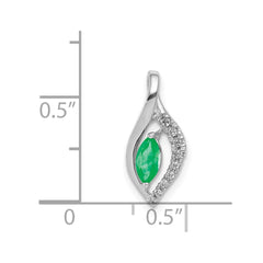 14k White Gold Diamond and Marquise Emerald Chain Slide