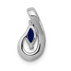 14k White Gold Diamond and .28 Marquise Sapphire Teardrop Chain Slide