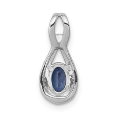 14k White Gold Diamond and Oval Sapphire Teardrop Halo Pendant
