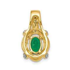 14k Diamond and Oval Emerald Fancy Vintage Pendant