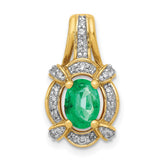 14k Diamond and Oval Emerald Fancy Vintage Pendant