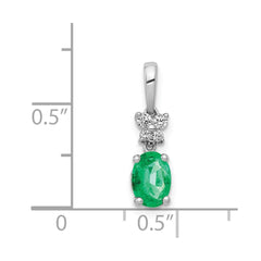 14k White Gold Diamond and Oval Emerald Pendant - 2