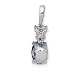 14k White Gold Diamond and .82 Oval Sapphire Pendant