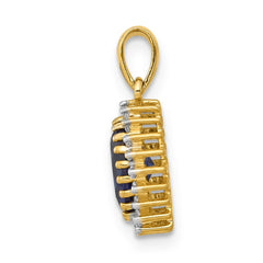 14k Diamond and 1.30 Oval Sapphire Halo Pendant