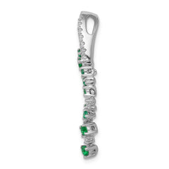 14k White Gold Diamond and Emerald Slide Fits up to 2mm Regular/3mm Fancy or Reversible Omega