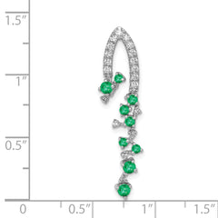 14k White Gold Diamond and Emerald Slide Fits up to 2mm Regular/3mm Fancy or Reversible Omega