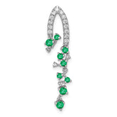 14k White Gold Diamond and Emerald Slide Fits up to 2mm Regular/3mm Fancy or Reversible Omega