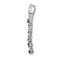 14k White Gold 1/5 carat Diamond and .36 Sapphire Slide Fits up to 2mm Regular/3mm Fancy or Reversible Omega