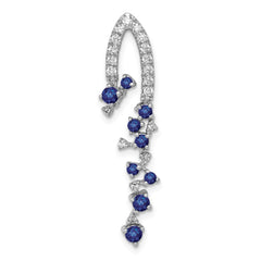 14k White Gold 1/5 carat Diamond and .36 Sapphire Slide Fits up to 2mm Regular/3mm Fancy or Reversible Omega