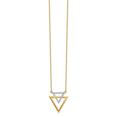 14k Polished 1/6 carat Diamond Double Triangle 18 inch Necklace