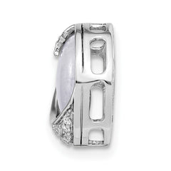14k White Gold 1/10 carat Diamond and Moonstone Star and Moon Chain Slide