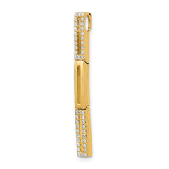 14k Polished 1/5 carat Diamond Rectangle Link Chain Slide