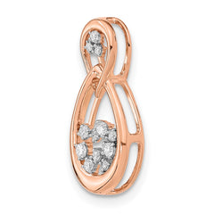 14k Rose Gold 1/8 carat Diamond Double Teardrop Chain Slide