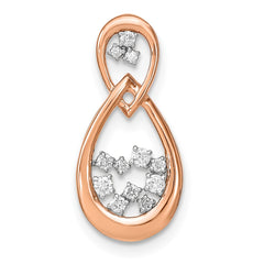 14k Rose Gold 1/8 carat Diamond Double Teardrop Chain Slide