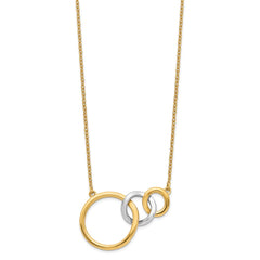 14k Two-tone Polished Triple Interlocked Circles 18 inch Necklace