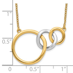 14k Two-tone Polished Triple Interlocked Circles 18 inch Necklace