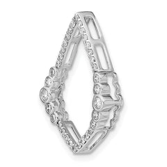 14k White Gold Polished 3/8 carat Diamond Bezel Set Teardrop Chain Slide