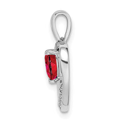 14k White Gold Ruby and Diamond Heart Pendant - 2