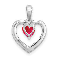 14k White Gold Ruby and Diamond Heart Pendant - 2
