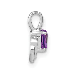 14k White Gold Amethyst and Diamond Pendant - 9