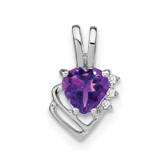 14k White Gold Amethyst and Diamond Pendant - 9