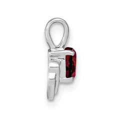 14k White Gold Garnet and Diamond Pendant - 9