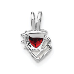 14k White Gold Garnet and Diamond Pendant - 9