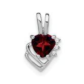 14k White Gold Garnet and Diamond Pendant - 9
