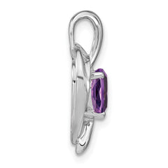 14k White Gold Amethyst and Diamond Heart Pendant - 8