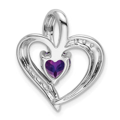 14k White Gold Amethyst and Diamond Heart Pendant - 8