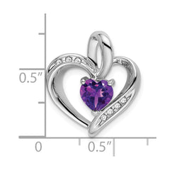 14k White Gold Amethyst and Diamond Heart Pendant - 8
