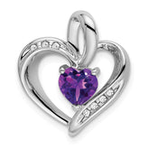 14k White Gold Amethyst and Diamond Heart Pendant - 8