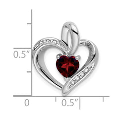 14k White Gold Garnet and Diamond Heart Pendant