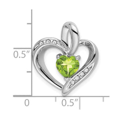 14k White Gold Peridot and Diamond Heart Pendant